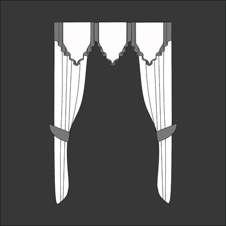 sketch design curtains windows.のイラスト素材