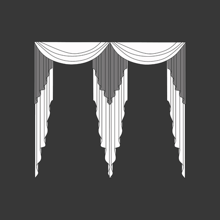 sketch design curtains windows.のイラスト素材