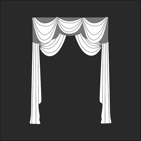 sketch design curtains windows. interior decorationのイラスト素材