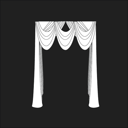 sketch design curtains windows.のイラスト素材