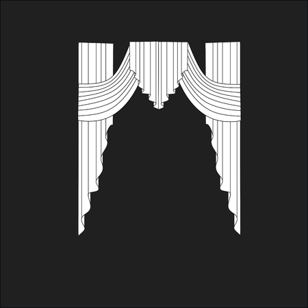 sketch design curtains windows.のイラスト素材
