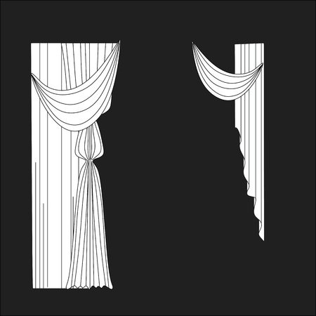 sketch design curtains windows.のイラスト素材