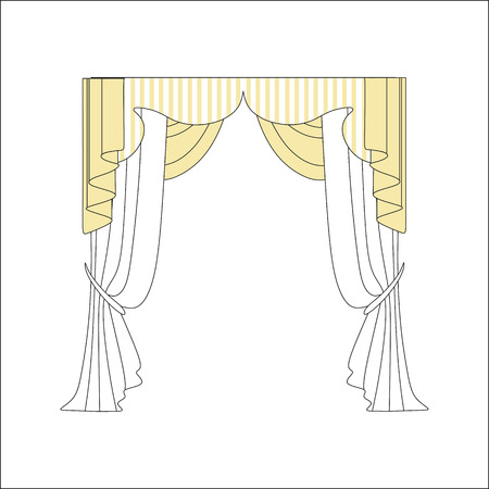 sketch design curtains windows.のイラスト素材