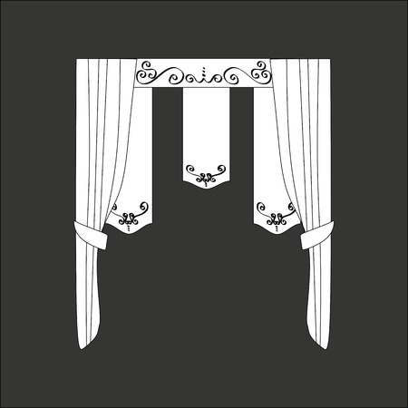 sketch design curtains windows.のイラスト素材