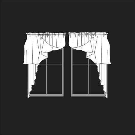 sketch design curtains windows.のイラスト素材