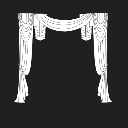 sketch design curtains windows.のイラスト素材