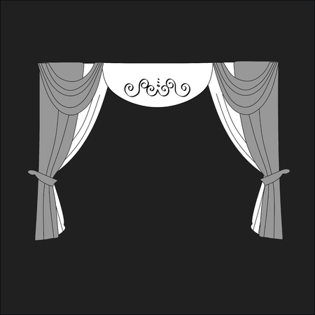 sketch design curtains windows.のイラスト素材