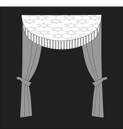 sketch design curtains windows.のイラスト素材