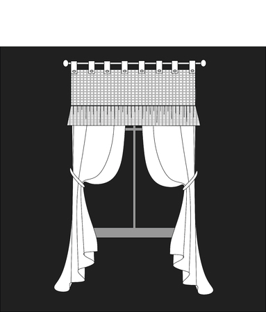 sketch design curtains windows.のイラスト素材