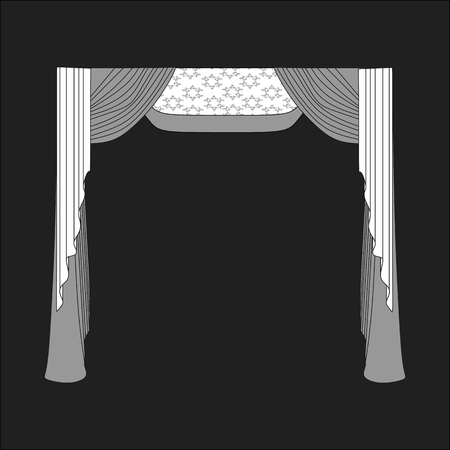 sketch design curtains windows.のイラスト素材