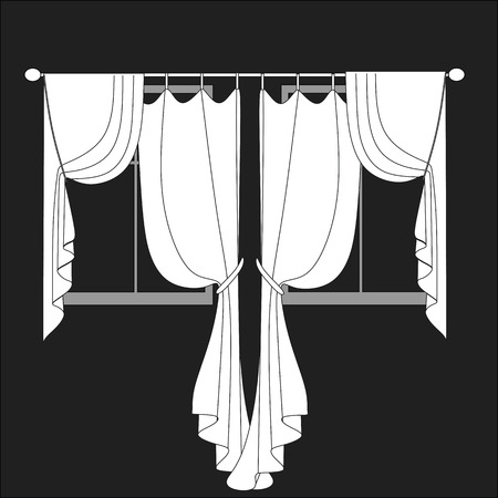 sketch design curtains windows.のイラスト素材