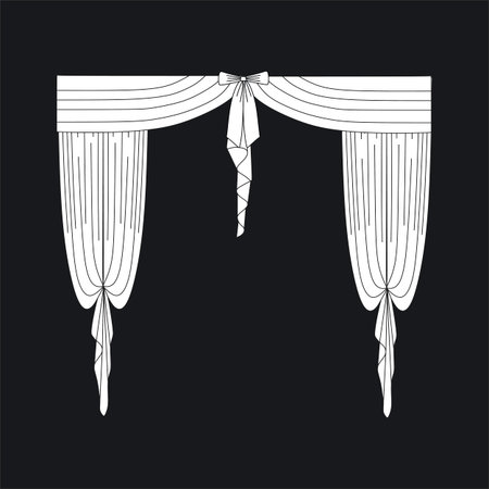 sketch design curtains windows.のイラスト素材