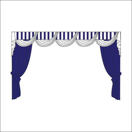 sketch design curtains windows.のイラスト素材