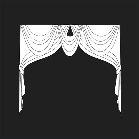 sketch design curtains windows.のイラスト素材
