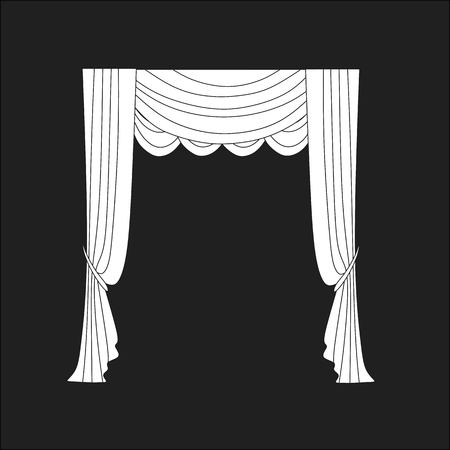 sketch design curtains windows.のイラスト素材