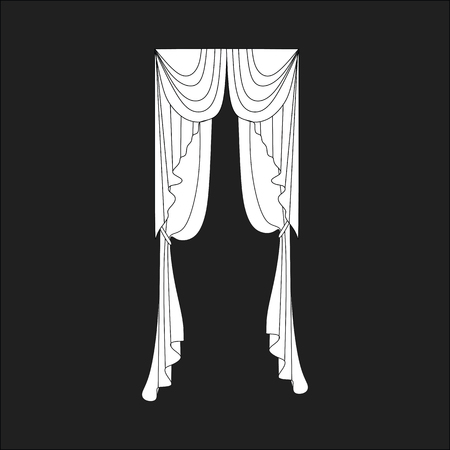 sketch design curtains windows.のイラスト素材