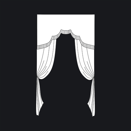 sketch design curtains windows.のイラスト素材