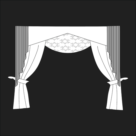 sketch design curtains windows.のイラスト素材
