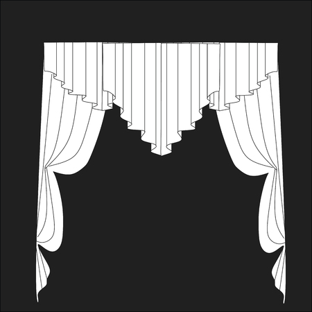 sketch design curtains windows.のイラスト素材