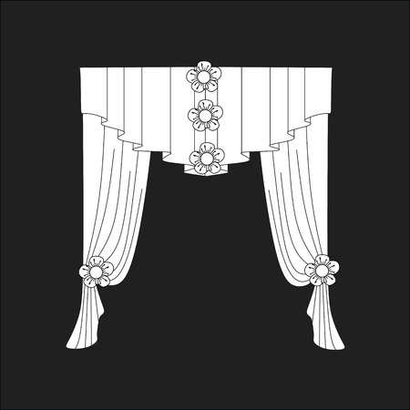 sketch design curtains windows.のイラスト素材