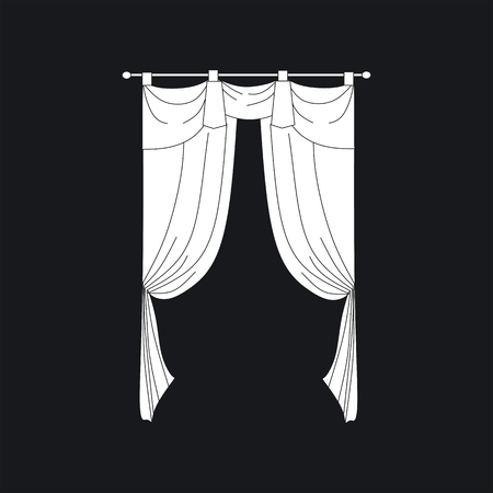 sketch design curtains windows.のイラスト素材