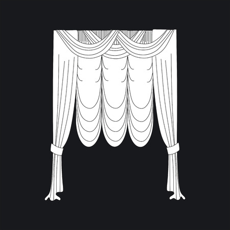 sketch design curtains windows.のイラスト素材