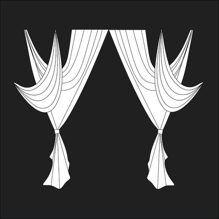 sketch design curtains windows.のイラスト素材