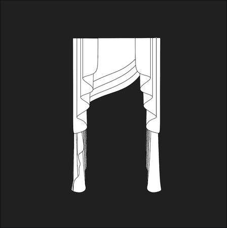 sketch design curtains windows.のイラスト素材