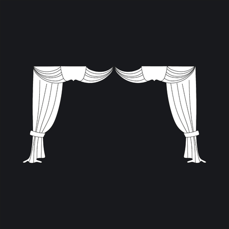 sketch design curtains windows.のイラスト素材