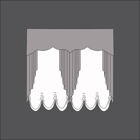sketch design window curtains. interior decorationのイラスト素材