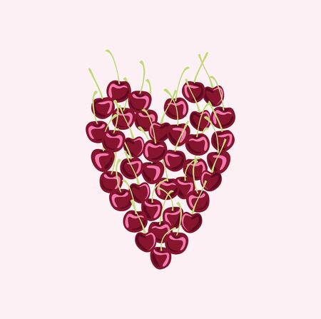 Heart laid out from the cherries. a heart. cherry.のイラスト素材