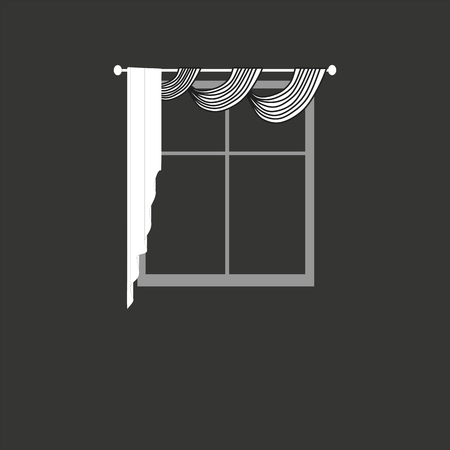 sketch design curtains windows.のイラスト素材