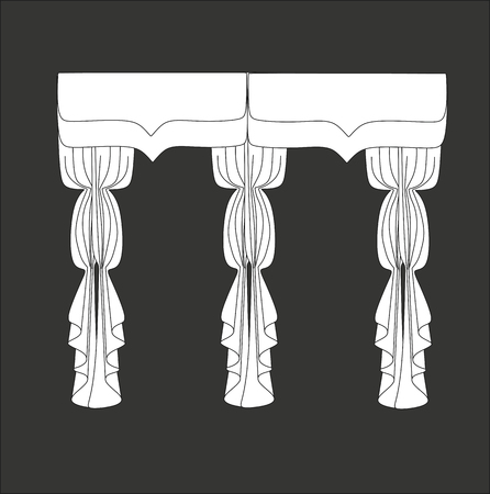 sketch design curtains windows.のイラスト素材