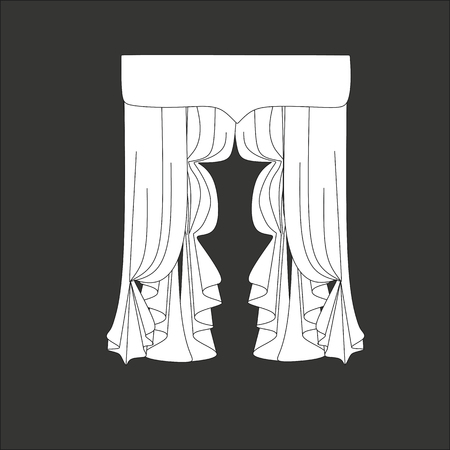sketch design curtains windows.のイラスト素材