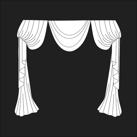 sketch design curtains windows.のイラスト素材