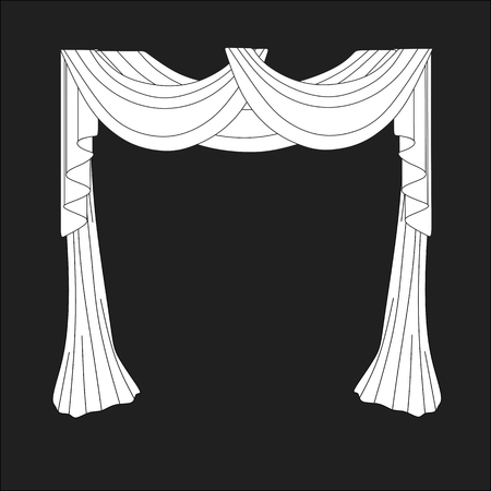 sketch design curtains windows.のイラスト素材