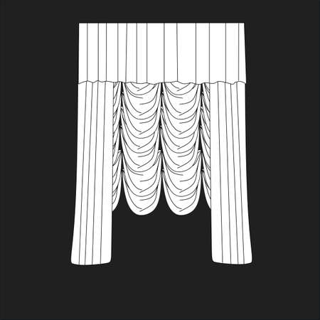 sketch design curtains windows.のイラスト素材