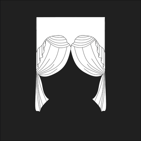 sketch design curtains windows.のイラスト素材