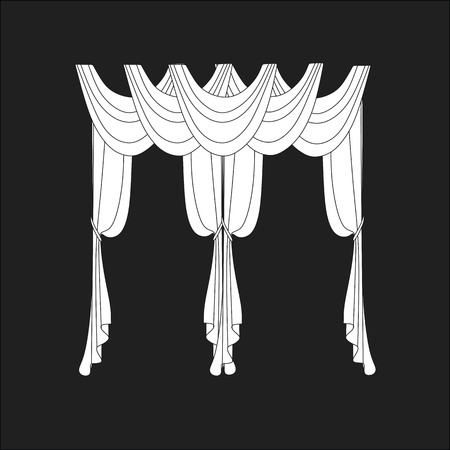 sketch design curtains windows.のイラスト素材