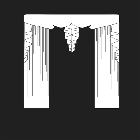 sketch design curtains windows.のイラスト素材