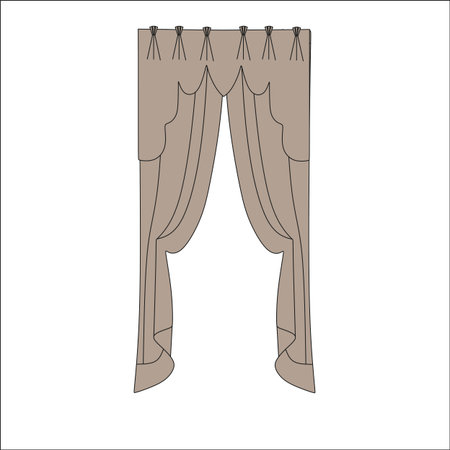 curtains. curtains Interior design sketch. interior decorationのイラスト素材