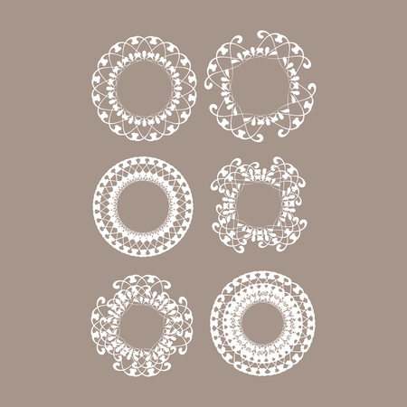 Vector decorative lace frames. Doily templates for logo, namesのイラスト素材