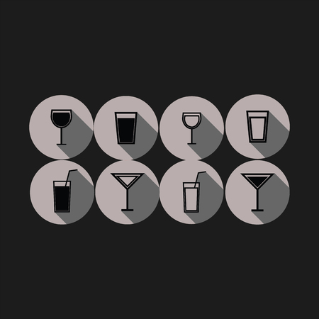 set of vector icons of wine glasses and glasses for drinks.のイラスト素材