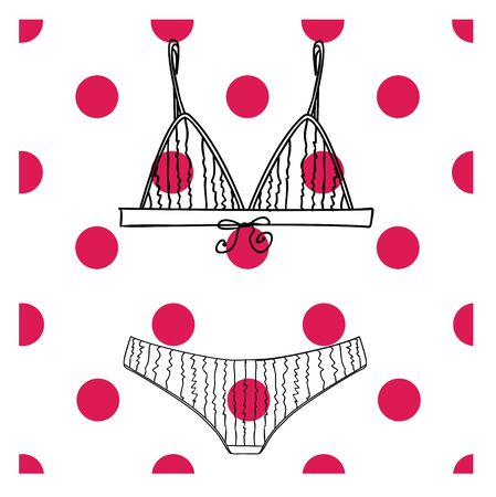 Lingerie. panties. bra. Underwear.のイラスト素材