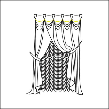 window decoration. curtains. interior textiles.のイラスト素材