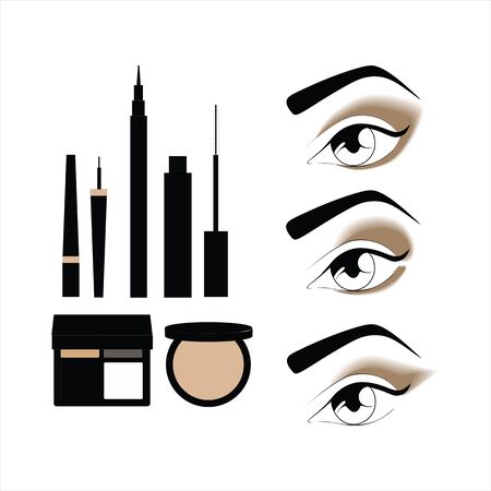 eye makeup. cosmetics. shadow. powder. mascara. eyelinerのイラスト素材