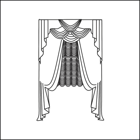 window decoration. curtains. interior textiles.のイラスト素材