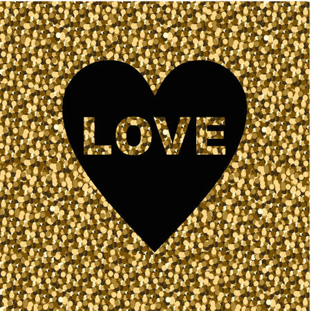 Love inscription painted on a background tinsel . paetki . drawn vectorのイラスト素材