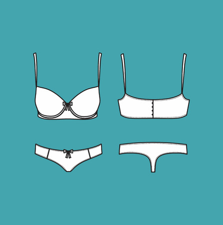 panties and bra for women drawn vector . Lingerie. Underwearのイラスト素材