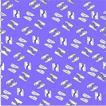 print fabric with sneakers. sports shoes painted in the vectorのイラスト素材